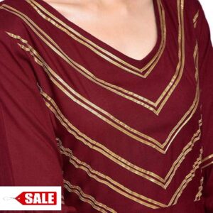 Women’s Maroon Printed Rayon Anarkali Kurta – GRE