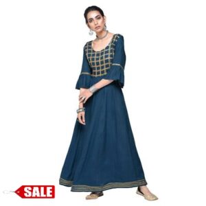 Women's Green Printed Rayon Anarkali Kurta - GRE