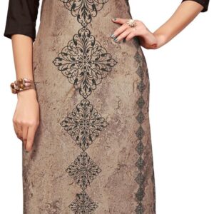 NEW ETHNIC 4 YOU Women Crepe Printed Straight Kurti - Brown