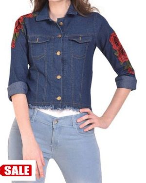 Blue Denim Printed Jackets - GRE