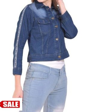 Blue Denim Solid Jackets - GRE