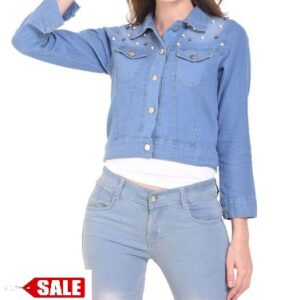 Blue Denim Solid Jackets - GRE