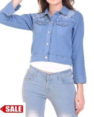 Blue Denim Solid Jackets - GRE