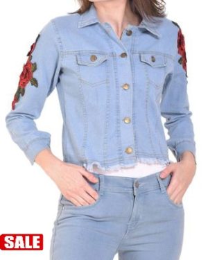 Blue Denim Printed Jackets - GRE
