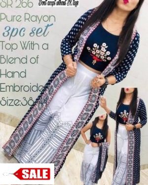 New Launch Designer Set with Crop Top & Palazzo with Shrug - GRE