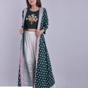 New Launch Designer Set with Crop Top & Palazzo with Shrug - GRE