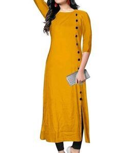 Best Selling Rayon Solid Kurti With Button Work – GRE