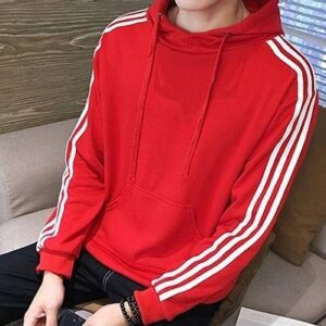 Fleece Fleece Self Pattern Hooded Sweatshirt Fleece-GLR
