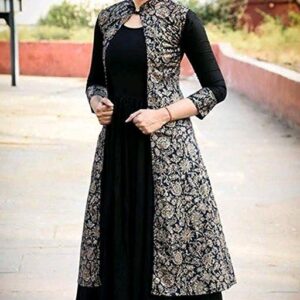 Women's Printed Rayon Long Anarkali Kurti-EME