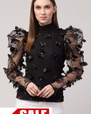 Casual Puff Sleeve Embroidered Women