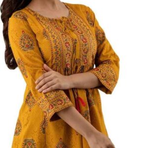 Women Rayon Printed Yellow Top