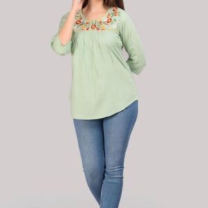 Women's Solid Color Rayon Neck Line Work Casual Top