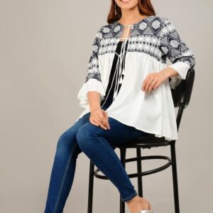 Empire Illusion Tied & Printed Top