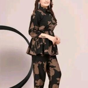 Top & Bottom Sets Top Crepe coord set-MES