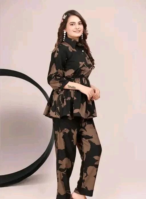 Top & Bottom Sets Top Crepe coord set-MES